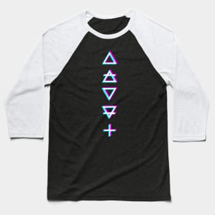 Glitched Alchemical Element Symbols Baseball T-Shirt